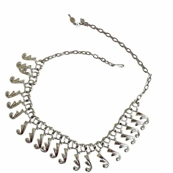 Sarah Coventry Vintage Silver Tone Fringe Statement Necklace - Picture 3 of 8